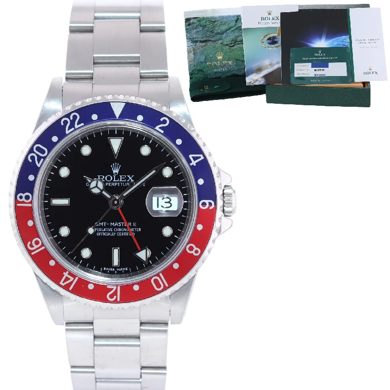 High-End Automatic Watch for Women-2017 RSC PAPERS Rolex GMT-Master 2 Pepsi Blue Red Steel 40mm 16710 Watch Box