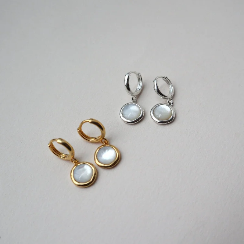 Fashion Hoop Earrings-'Sigrid' Shell Huggies