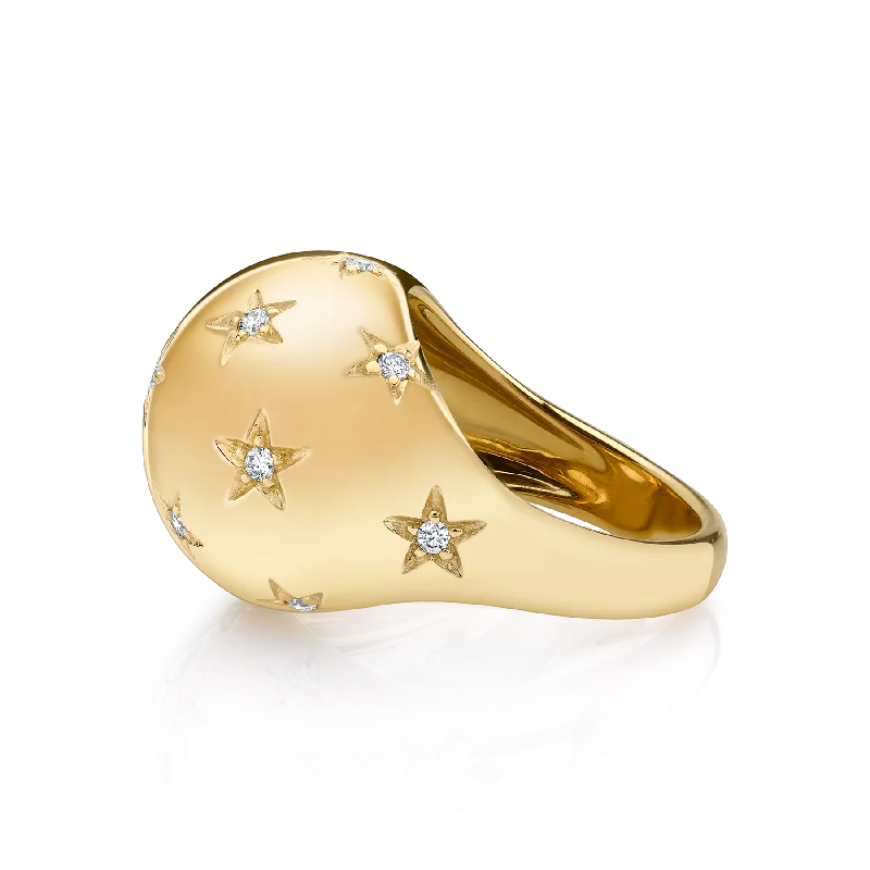 Star Bombe Ring - White Diamond / 14k Yellow Gold