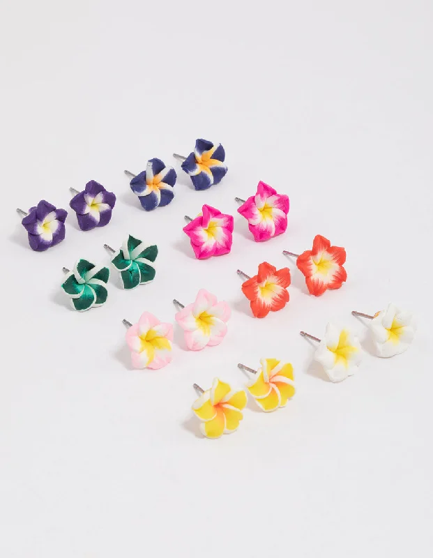 Diamond Stud Earrings-Bright  Frangipani Stud Earrings 8-Pack