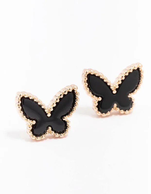 Cool Cuff Earrings-Gold Butterfly Stud Earrings