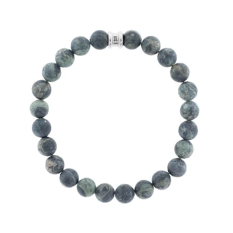 Gemstone Link Bracelet-Matte Kambaba Jasper Gemstone Beaded Bracelet