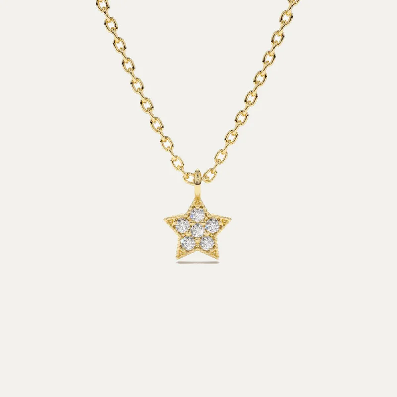 Delicate Necklace for Women-18K Gold Tiny Star Diamond Necklace