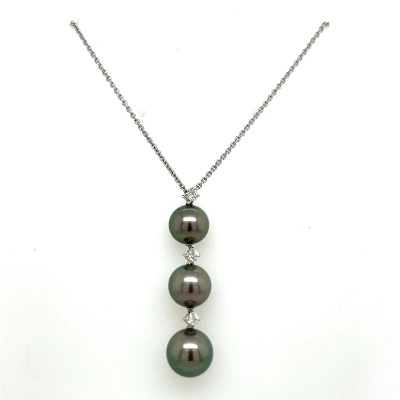 Gold Chain Necklace-18K White Gold Tahitian Black South Sea Pearl Necklace