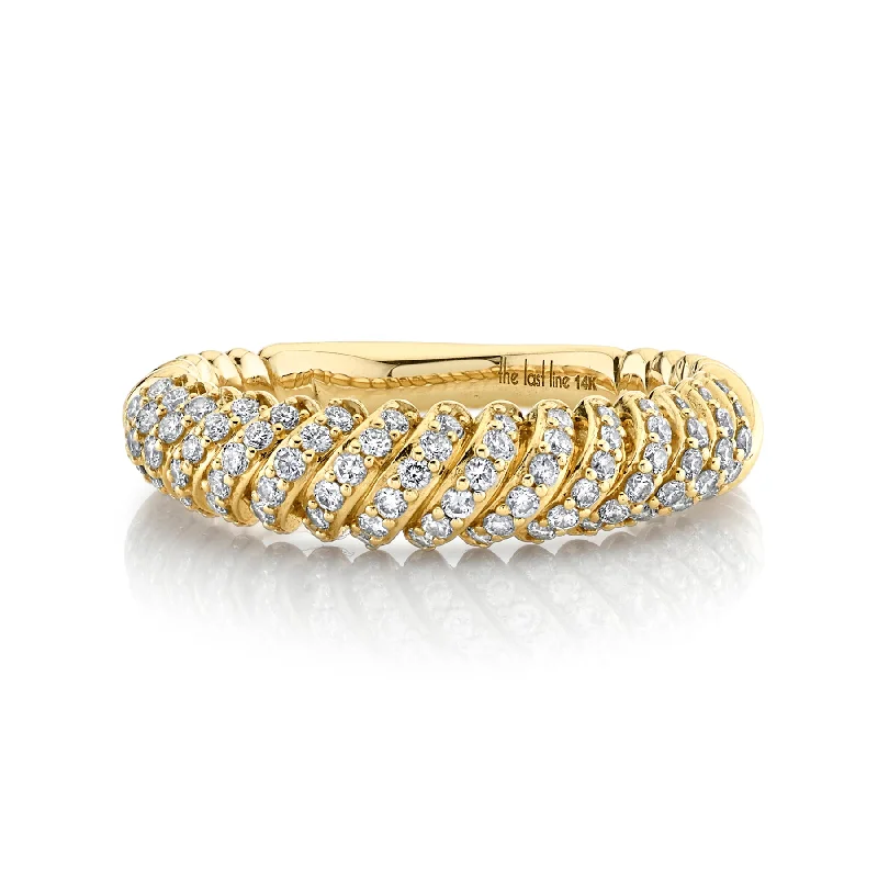 Spiral Ring - White Diamond / 14k Yellow Gold