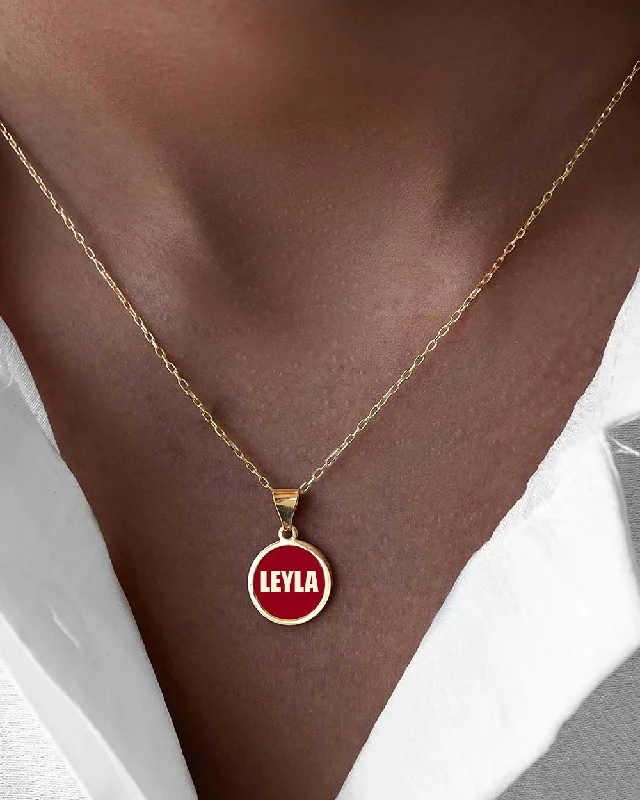 Fashionable Chain Necklace-Enamel Coin English Name Necklace