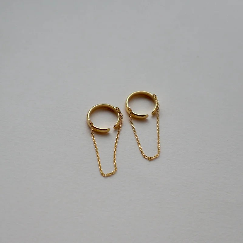 Cute Heart Earrings-'Gia' Chain Ear Cuffs