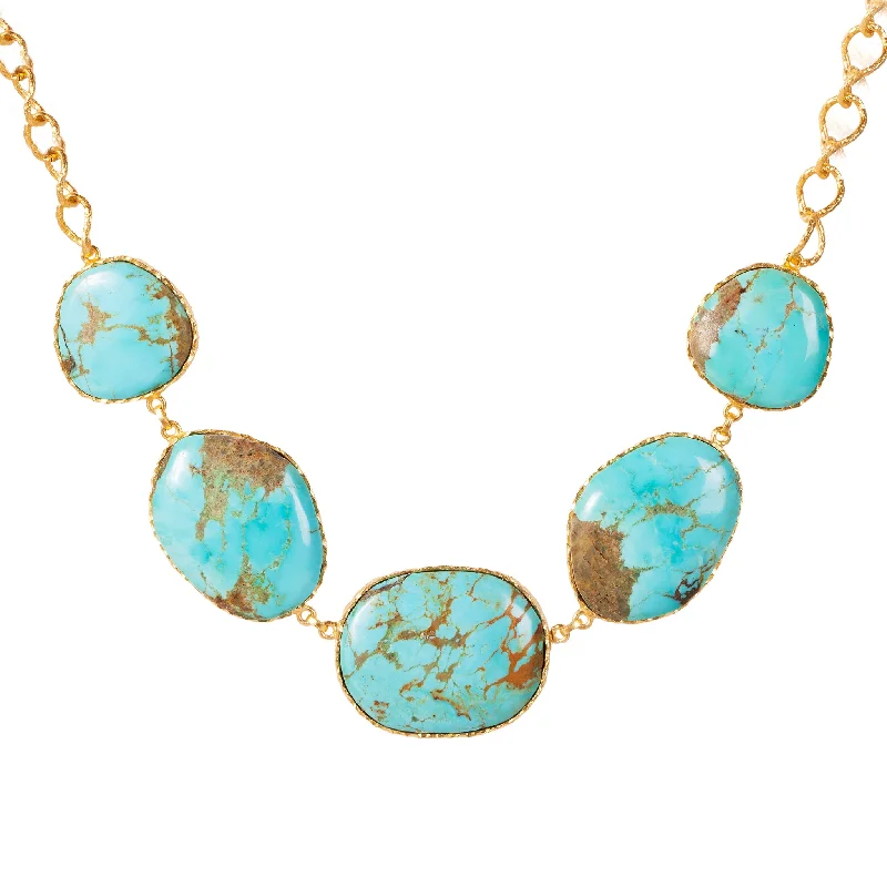 Simple Gold Necklace-Statement Necklace - Turquoise