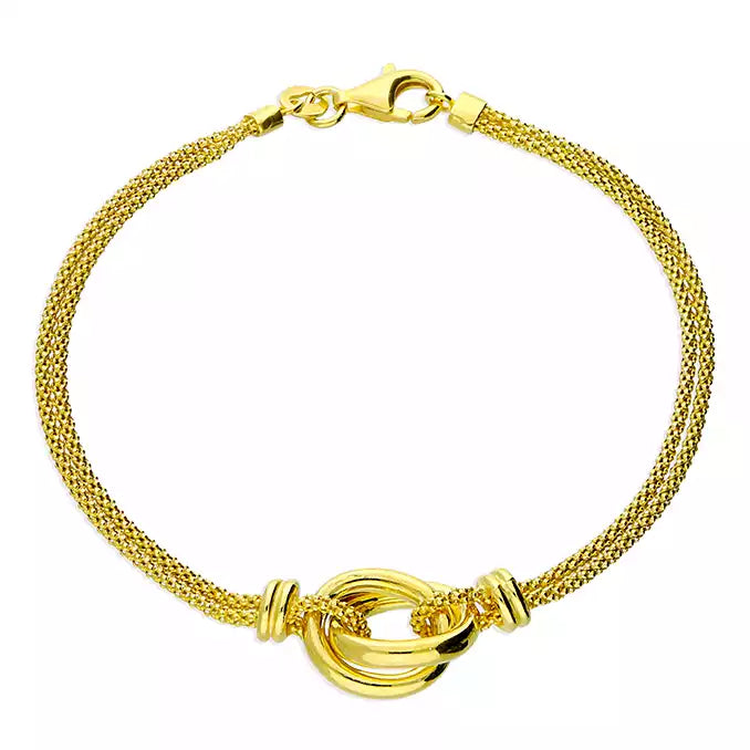 Men’s Gemstone Bracelet-18ct Gold Plated Entwined Knotted Rings Bracelet