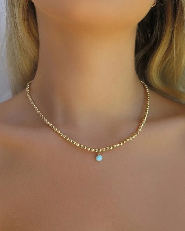 Multi-Layer Beaded Necklace-Turquoise Beaded Necklace  - 14k Yellow Gold Fill