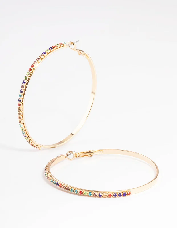 Large Statement Earrings-Gold Large Cupchain Hoop Earrings