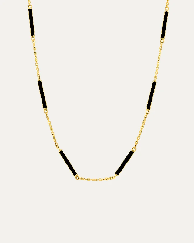 Diamond Necklace for Women-Enamel Bar Chain