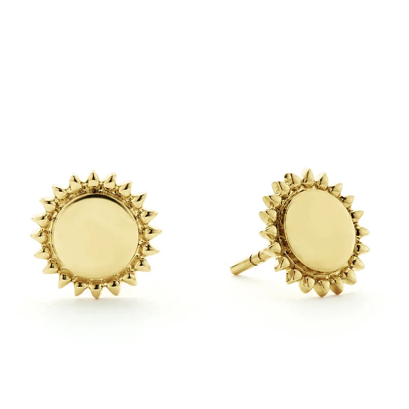 Simple Silver Drop Earrings-KSL 18K Gold Circle Stud Earrings