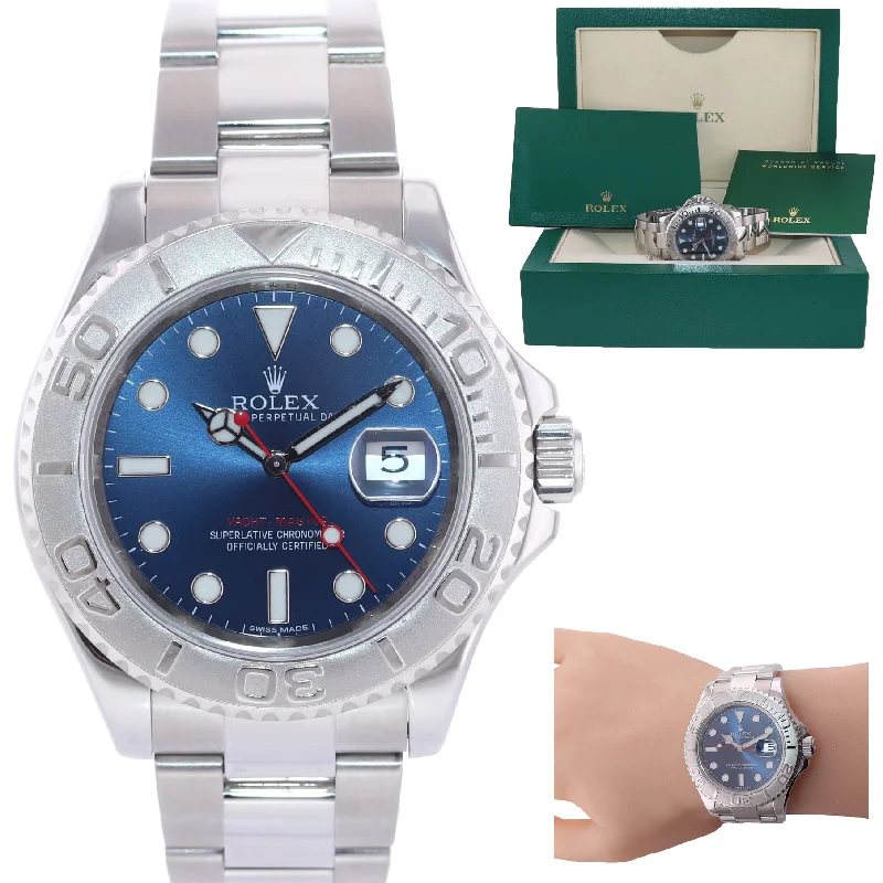 Waterproof Designer Watch-2017 Rolex Yacht-Master 116622 Blue Dial Steel Platinum 40mm Watch Box