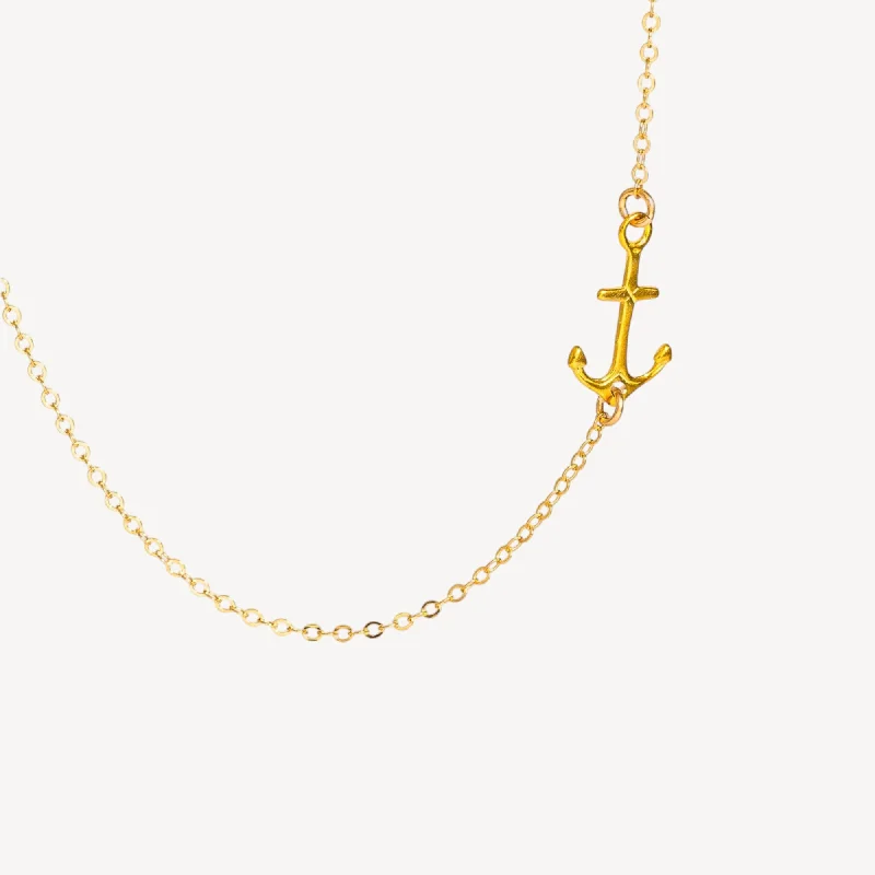 Adjustable Bar Necklace-Small Anchor Necklace