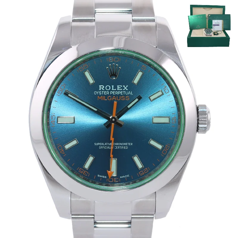 Stylish Titanium Watch for Men-2020 PAPERS Rolex Milgauss Blue Dial Anniversary Green 116400GV Steel Watch