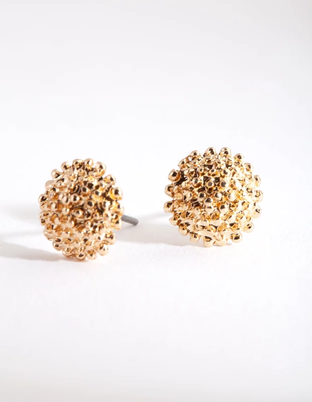 Adjustable Earrings-Gold Crater Stud Earrings