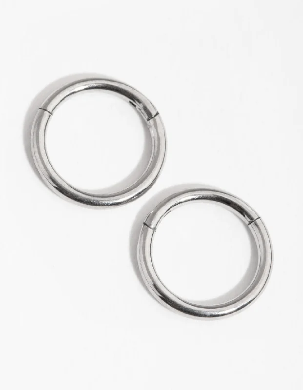 Small Hoop Earrings-Surgical Steel Fine Sleeper Earrings 8MM