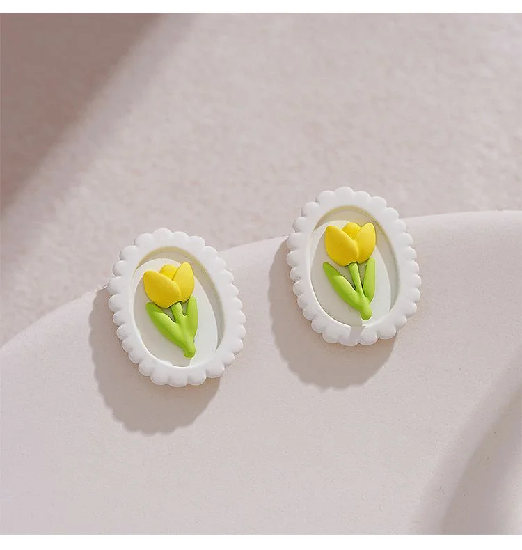 White Stud Earrings