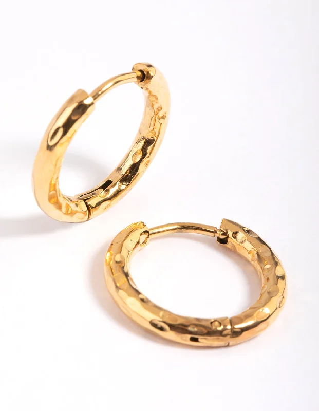 Geometric Dangle Earrings-Gold Plated Surgical Steel Molten Hoop Earrings