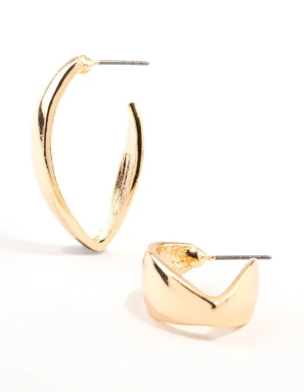 Luxury Pearl Earrings-Gold Flat Morph Hoop Earrings