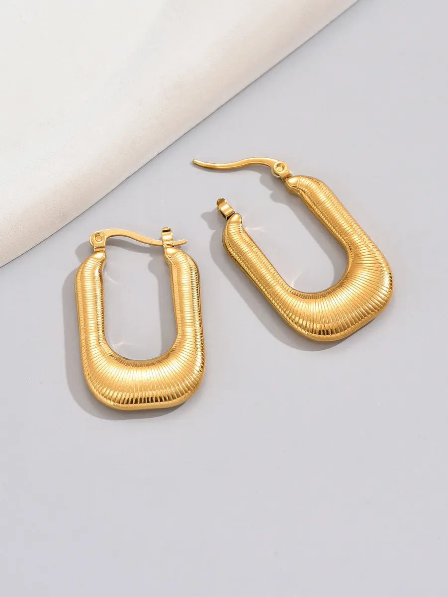 1 Pair Simple Style Classic Style Solid Color Plating Titanium Steel 18k Gold Plated Gold Plated Ear Studs