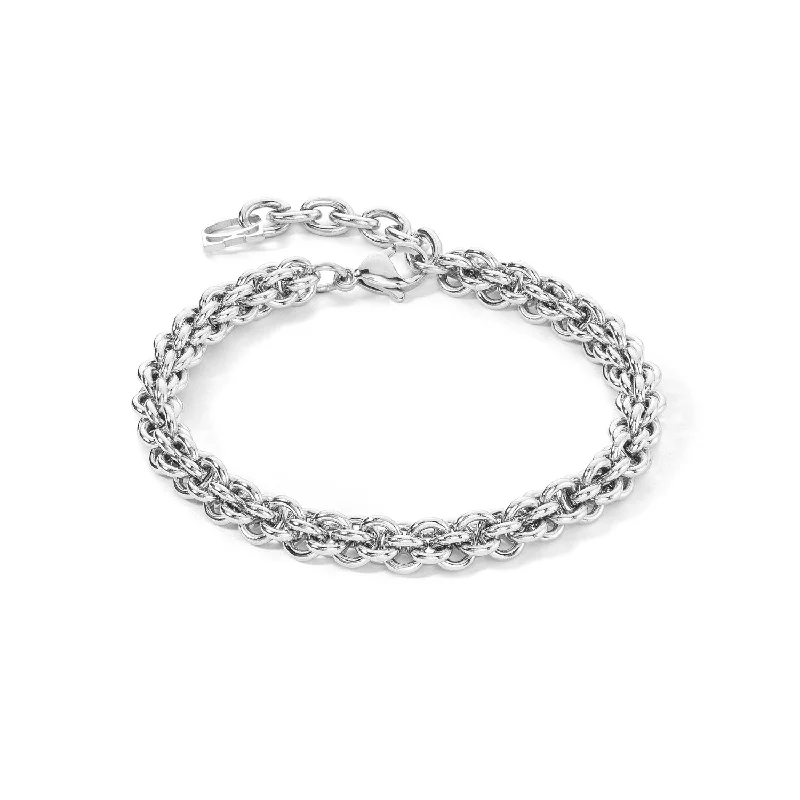 Silver Cuff Bracelet-Coeur De Lion Silver Mesh Chain Bracelet