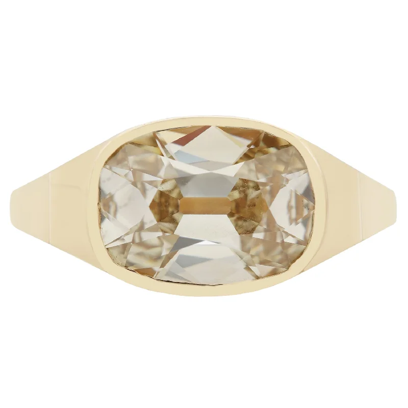 Yellow Diamond Oval Signet Ring