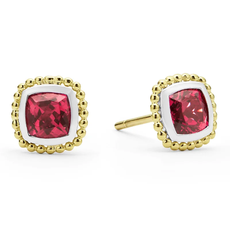 Retro Earrings-Rittenhouse Two-Tone Rhodolite Garnet Stud Earrings