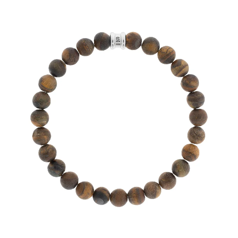 Modern Beaded Bracelet-Matte Tigers Eye Gemstone Beaded Bracelet