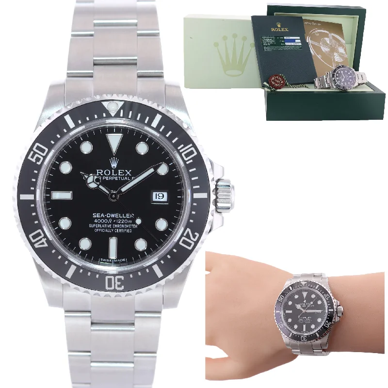 Customizable Watch Band-PAPERS Unpolished Rolex Sea-Dweller Black Ceramic 116600 Steel Dive Watch Box