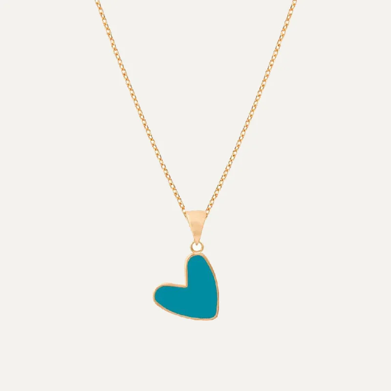 Gemstone Necklace-Simple Enamel Heart Necklace