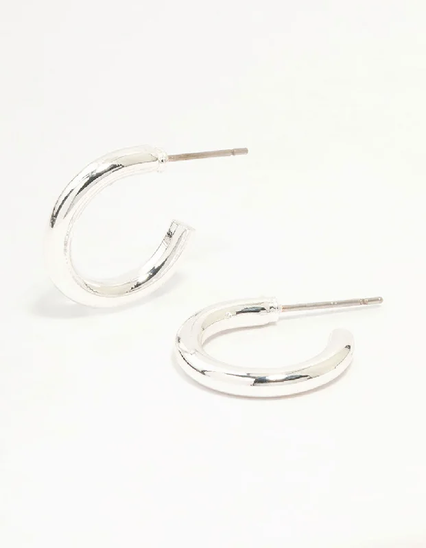 Fashionable Chandelier Earrings-Silver Narrow Small Hoop Earrings