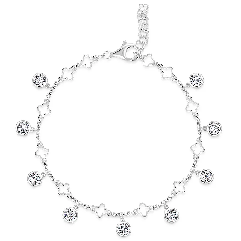 Custom Engraved Bracelet-Jools Sterling Silver 9-Stone Cubic Zirconia Bracelet