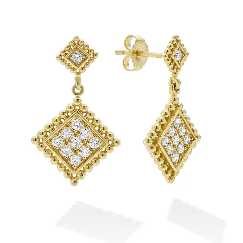 Double-Sided Earrings-Covet 18K Gold Diamond Drop Earrings