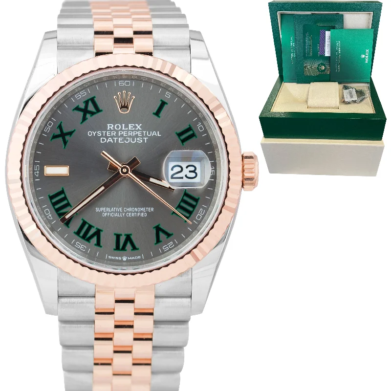 Classic Quartz Watch for Men-NEW FEB 2022 Rolex DateJust 36mm 18K Two-Tone Rose Gold WIMBLEDON Watch 126231