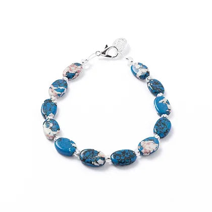 Beaded Charm Bracelet-Carrie Elspeth Cobalt Marbled Ceramic Ovals Bracelet