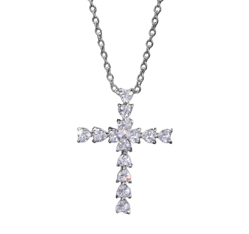 Luxury Heart Necklace-Heart Shaped Cross Pendant Necklace | S925