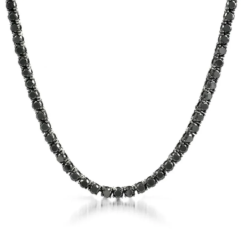 Chunky Gold Chain Necklace-Authentic Black Tennis Chain Necklace | S925 | Moissanite