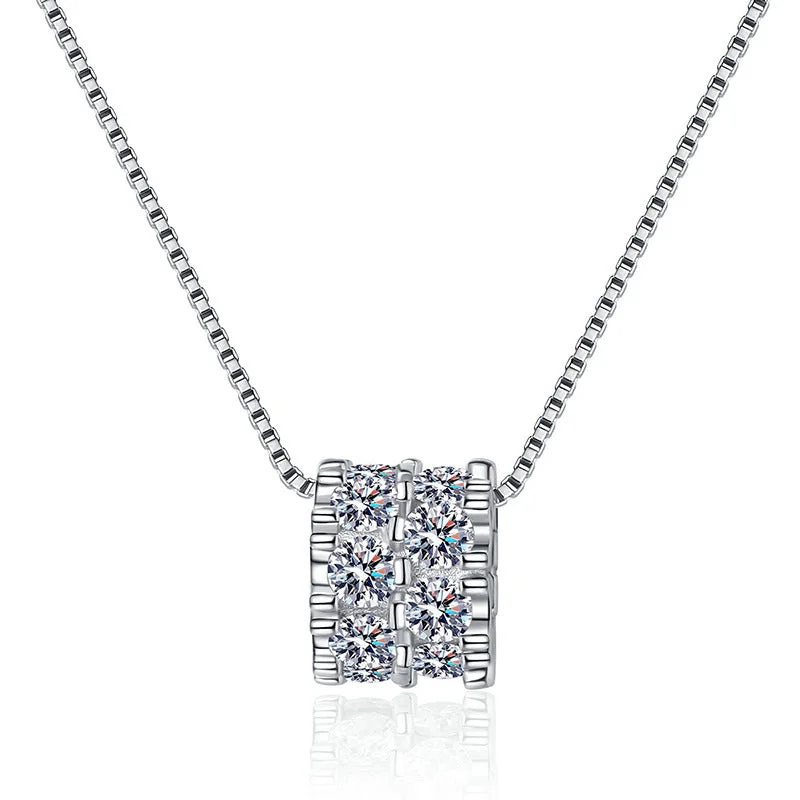 Sterling Silver Necklace-1.6 Carat Moissanite Pendant Necklace | S925 Sterling Silver