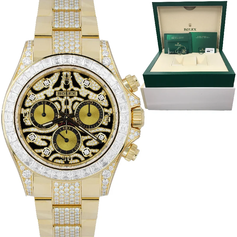 Elegant Women's Stainless Steel Watch-Rolex Daytona Yellow Gold FACTORY DIAMOND 'Eye Of The Tiger' Watch 116598 TBR