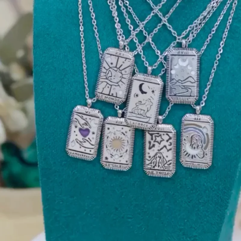 Sterling Silver Necklace-Tarot card necklaces