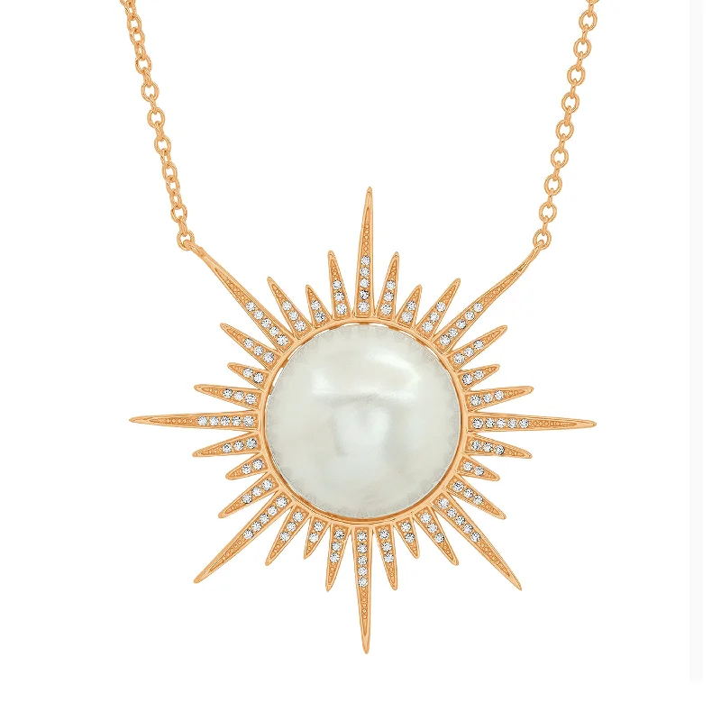 Elegant Wedding Necklace-CZ Sunburst Necklace