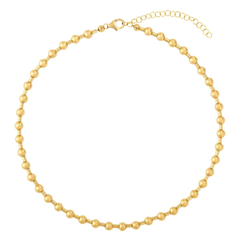 Luxurious Diamond Necklace-14K Yellow Gold Filled 5mm 16"+2" Beaded Bar Necklace