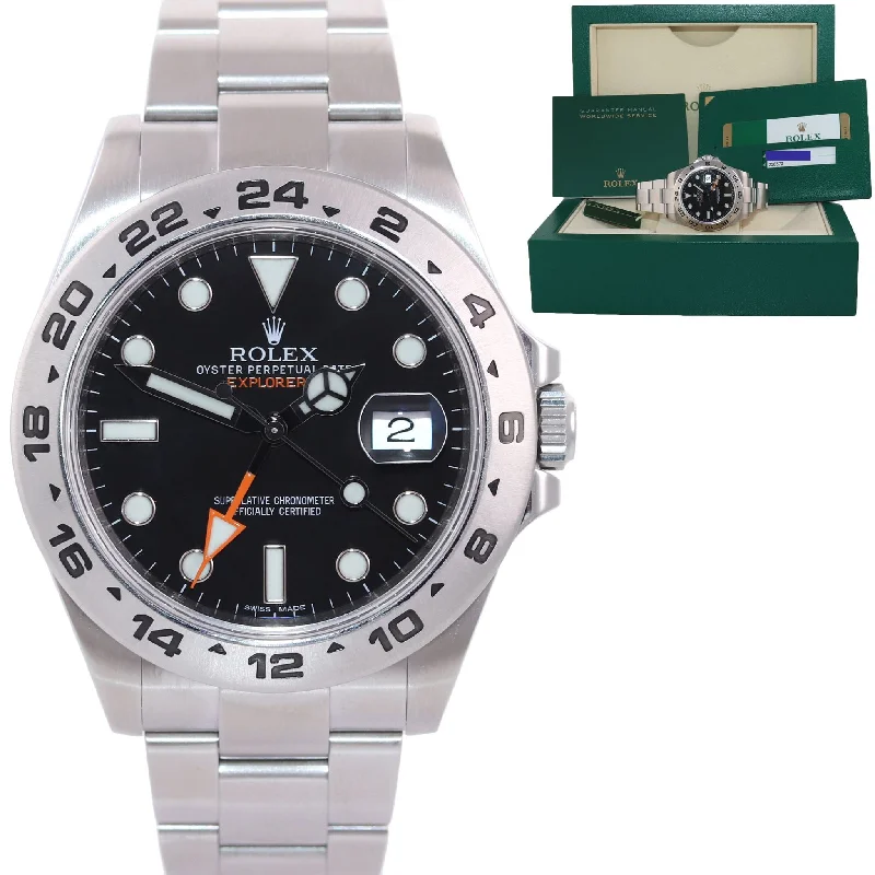 Women’s Solar-Powered Watch-2019 PAPERS Rolex Explorer II 42mm 216570 Black Dial Steel GMT Date Watch Box