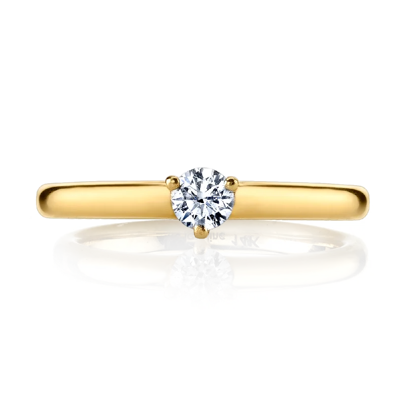 Solitaire Ring - White Diamond / 14k Yellow Gold