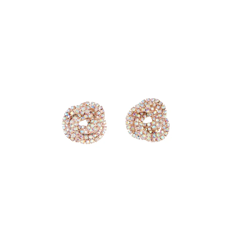 Cute Dangle Earrings-Rose Gold Diamante Knot Stud Earrings