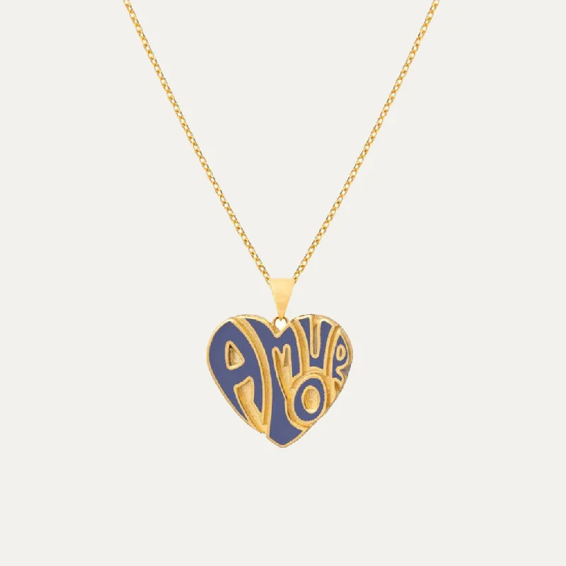 Long Chain Necklace-Enamel Heart Amour Necklace