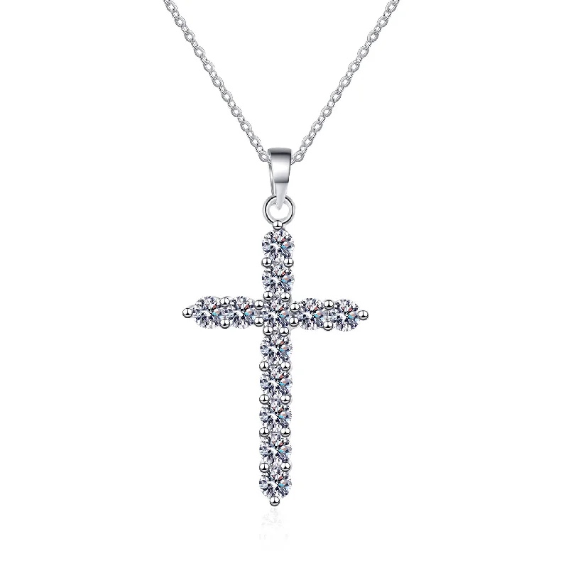 Wedding Necklace-Cross Necklace | S925 | Moissanite