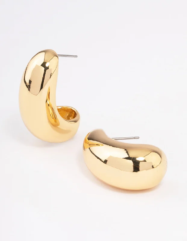 Silver Ear Cuffs-Gold Plated Small Chunky Drop Earrings